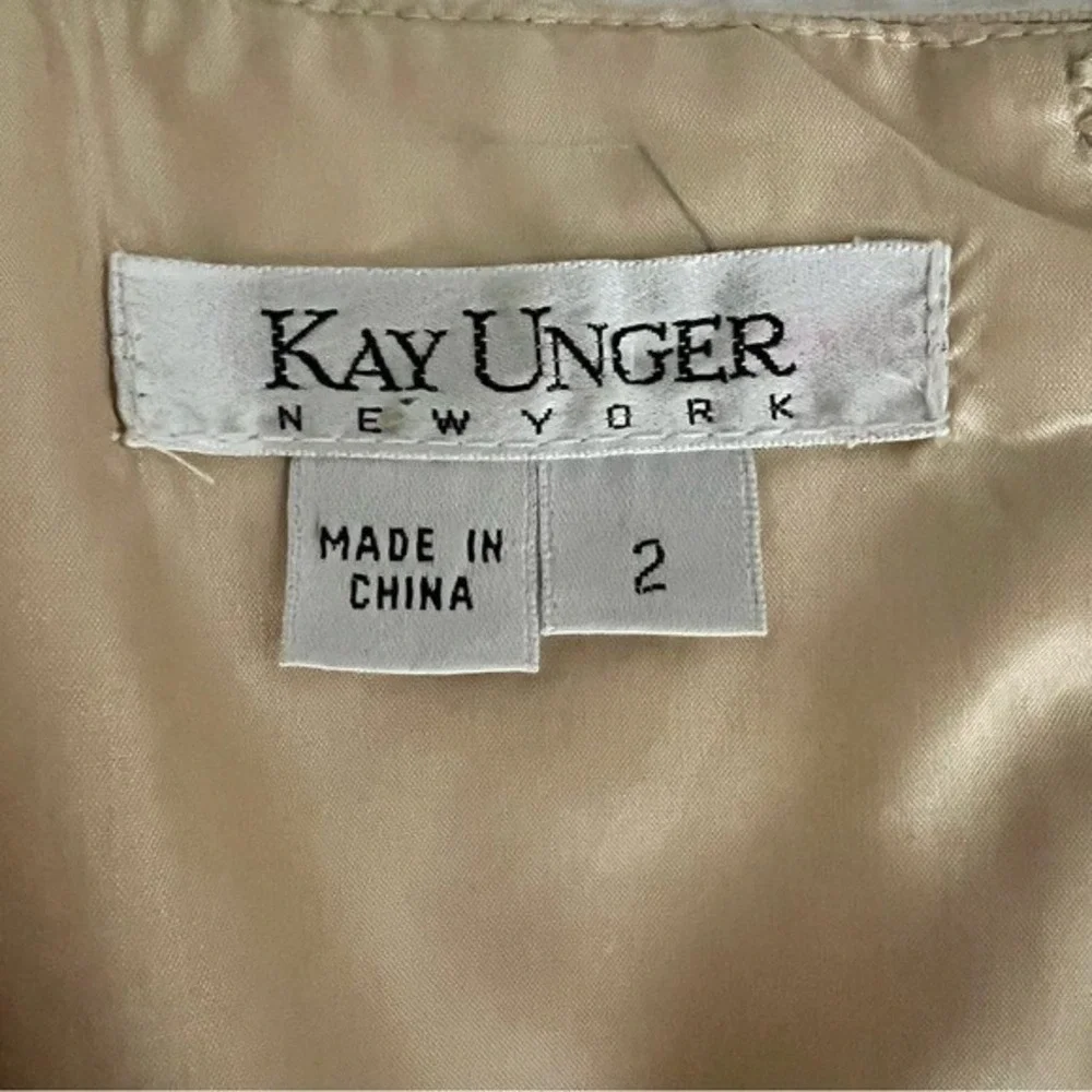 Vintage Kay Unger Linen Embroidered Dress Womens 2‎ Classic Preppy Minimalist